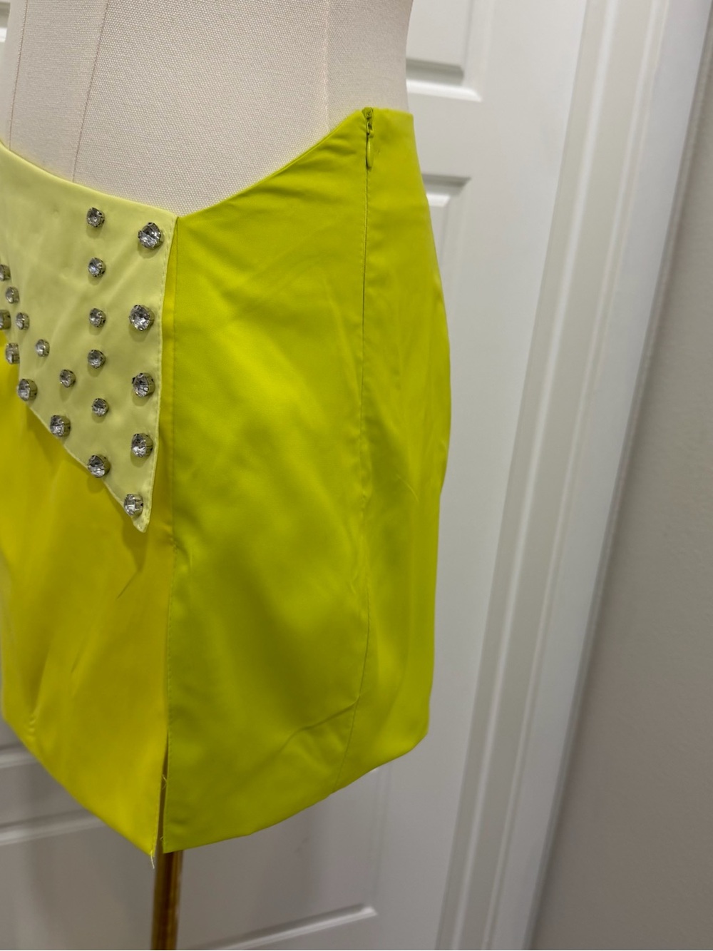 3PC Lime Yellow Rhinestone Embellished Blazer, Bralette & Mini Skirt Set NWT - Picture 5 of 12